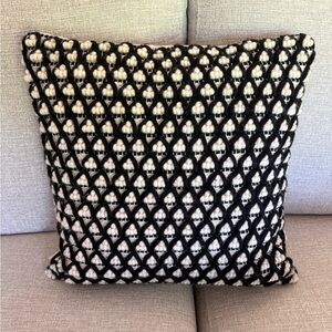 Crate&Barrel Black and Cream Textured Woven Accent Pillow